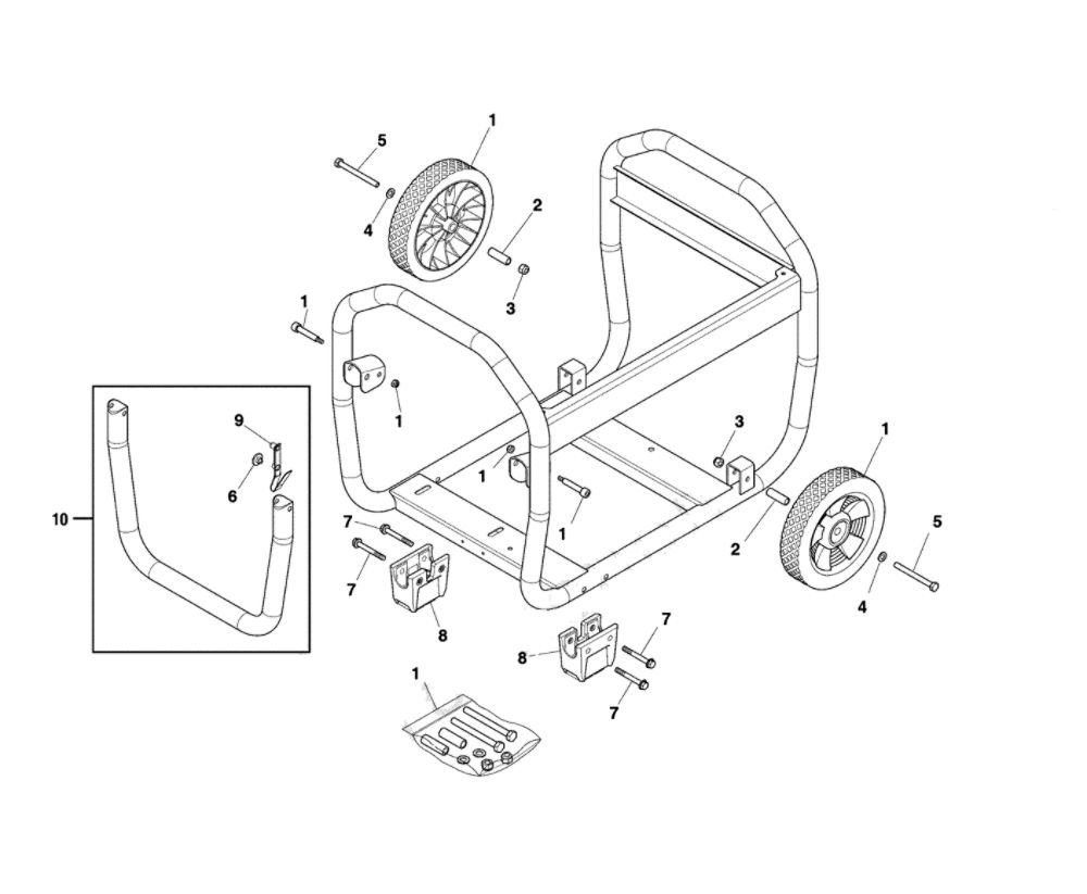 Wheel Kit Diagram and Parts List for 030730-00  Briggs and Stratton Generator